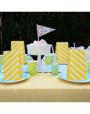 Party Packs 60 Pieces Mini Paper Party Bags 9 x 6 x 18cm Grocery Kraft Paper Bags Flat Bottom Birthday Party Pack Bags with 1...