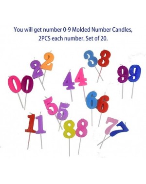 Cake Decorating Supplies Birthday Candles 0-9 Molded Number Candles for Party Time Special Day Funny Wish Candles Multicolor-...