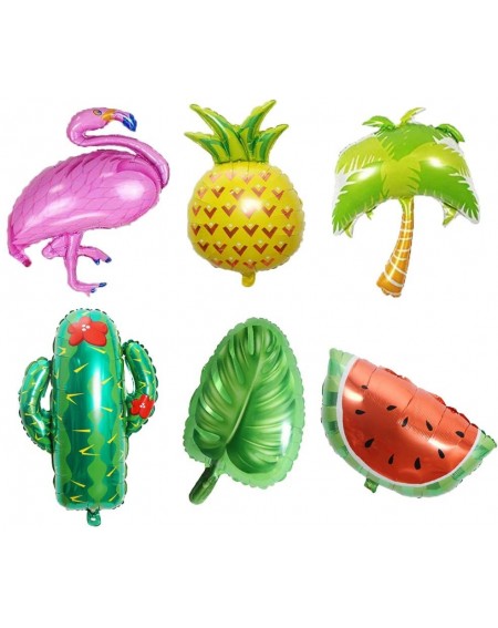 Balloons Beach Summer Tropical Party Theme Flamingo Pineapple Palm Tree Watermelon Cactus Palm Leaves Mylar Balloons for Luau...