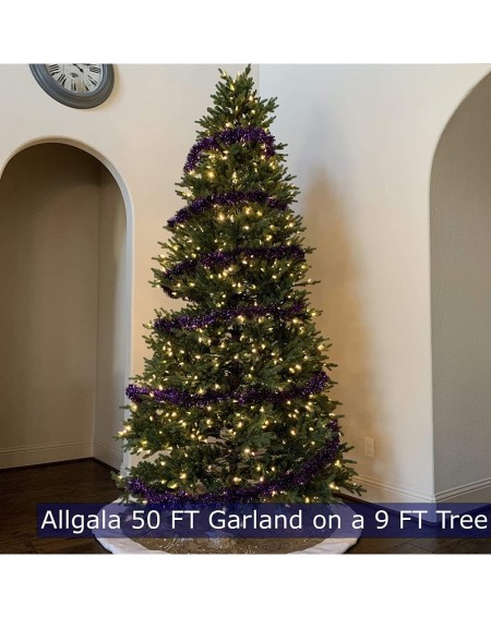 Garlands 50 Feet Christmas Foil Tinsel Garland Decoration for Holiday Tree Walll Rail Home Office Event-Purple-XG93209 - Purp...
