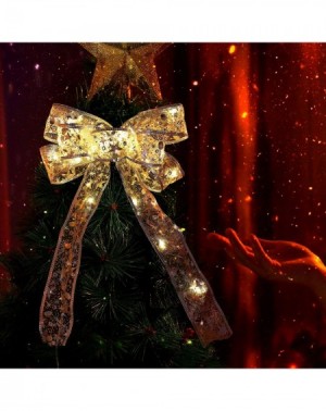Bows & Ribbons 2 Pieces Christmas Tree Bow LED Ribbon Bows Christmas Tree Ornaments Tree Topper Christmas Decoration for Home...