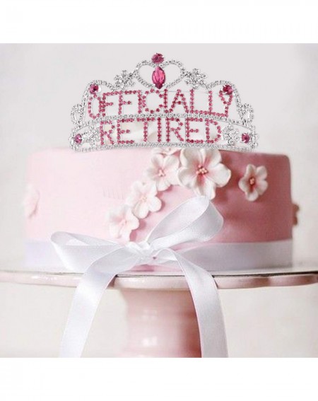 Favors Womens Officially Retired Tiara Crown and Crown Retired Headband Retired Party Supplies for Women (Silver and Rose Red...