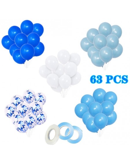 Balloons 60 Pcs 12 Inch Blue and White Confetti Latex Balloons for Wedding Anniversary Birthday Baby Shower Party Decoration ...