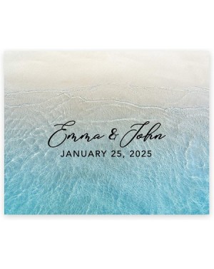 Guestbooks Custom Large Wedding Canvas Guestbook Alternative- 16 x 20 Inches- Tropical Sand Beach- Horizontal Personalized Si...