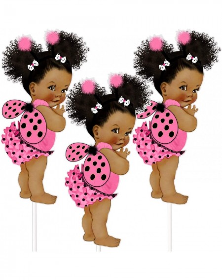 Centerpieces Ladybug Centerpiece- Ladybug Girl Table Decor Birthday Baby Shower- African American Girl Ladybug Pink Dress - P...