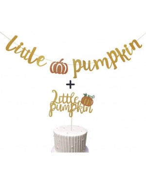 Banners & Garlands Little Pumpkin Gold Glitter Banner with Little Pumpkin Cake Topper for Baby Shower Birthday Party Hallowee...