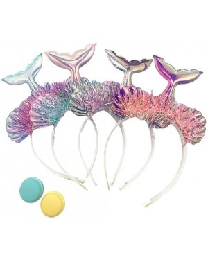 Party Hats 4pcs Glitter Mermaid Tail sea Shell Headband Hairband Tiara Crown Mermaid Costume Mermaid Themed Birthday Party Fa...