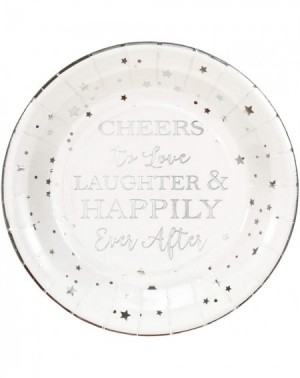 Tableware Cheers to Love Silver Disposable Plates for Bridal Shower- Wedding- Engagement- Bachelorett Party Decorations- Dess...