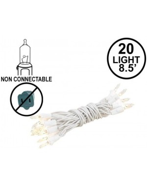 Outdoor String Lights 20 Light Clear Christmas Craft Mini Light Set- Non-Connectable- White Wire- 8' Long - Clear - CG115P59C...