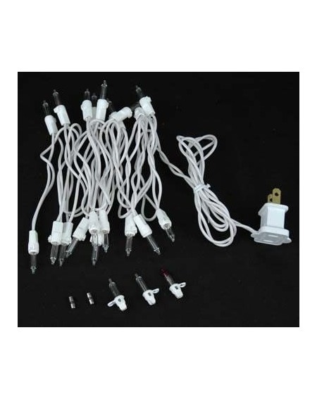 Outdoor String Lights 20 Light Clear Christmas Craft Mini Light Set- Non-Connectable- White Wire- 8' Long - Clear - CG115P59C...
