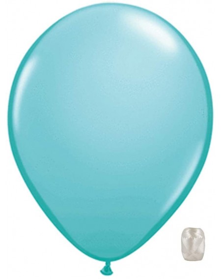 Balloons 10 Pack 11" Standard Opaque Latex Color Balloons with Matching Ribbons (Caribean Blue) - Caribean Blue - CT18SKW2S34...
