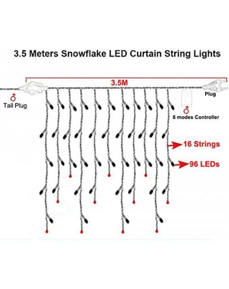 Indoor String Lights LED Indoor Window Curtain String Light 8 Modes Waterproof for Outdoor Christmas Wedding Party Bedroom Sn...
