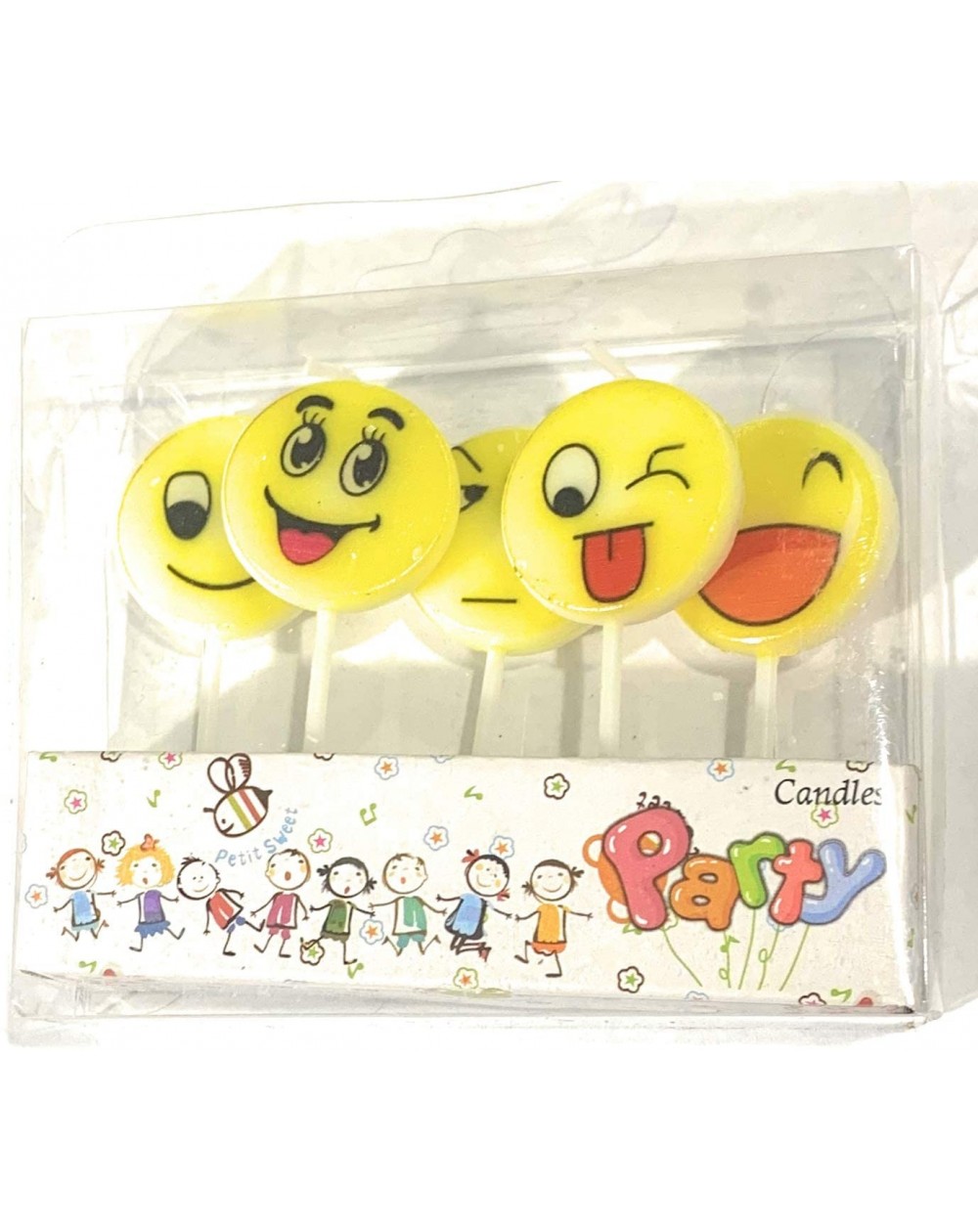 Cake Decorating Supplies Set of 5 Emoji Smiley Birthday Candles Kids Party Decorations - C818CC6GZ9T $9.19
