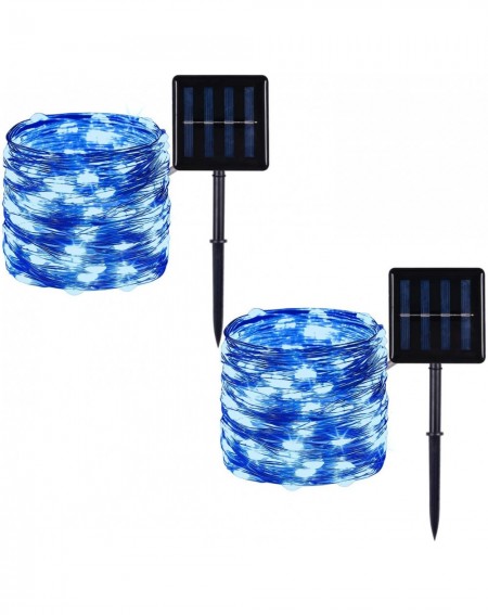 Outdoor String Lights 2 Pack 100 LED Solar Powered Copper Wire String Lights Outdoor- Waterproof- 8 Modes Fairy Lights for Ga...