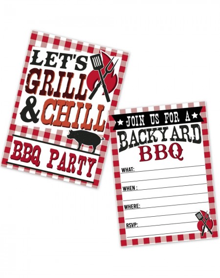 Invitations BBQ Invitations Summer Backyard Picnic Grill Cookout Invites (20 Count with Envelopes) - Pig Roast - Let's Grill ...