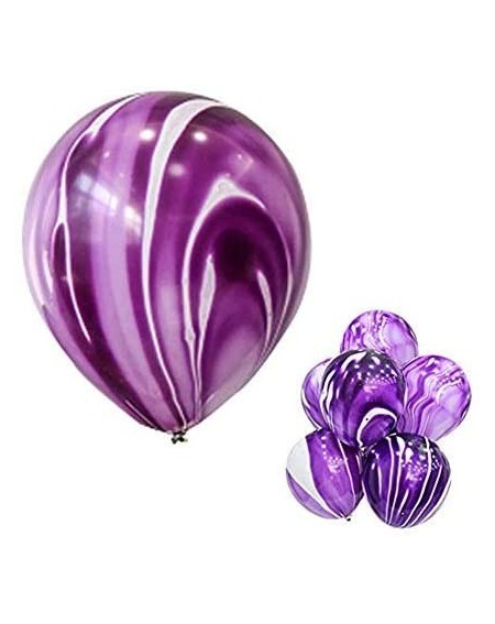Balloons Purple Agate Marble Balloons-12" 40Pcs Agate Color Marble Tie-Dyed Balloons for Wedding Baby Showers Christmas Festi...