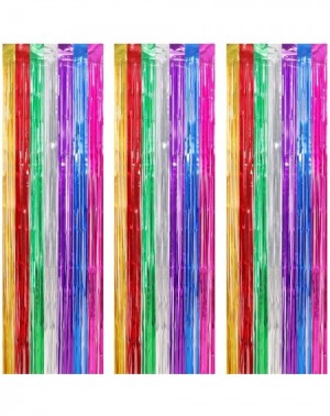 Photobooth Props 3 Pack Foil Curtains Metallic Foil Fringe Curtain for Birthday Party Photo Backdrop Wedding Event Decor (Mix...