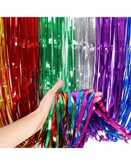 Photobooth Props 3 Pack Foil Curtains Metallic Foil Fringe Curtain for Birthday Party Photo Backdrop Wedding Event Decor (Mix...