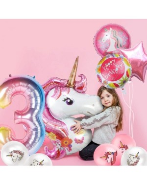 Balloons Unicorn Balloons Birthday Party Decorations for Girls 3rd Party- 43" Pink Large Unicorn Gradient Jumbo Number"3" Foi...