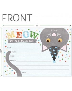 Invitations Cat Birthday Invitations - 25 Fill-In Style Cards and White Envelopes - Printed on Heavy Card Stock - CZ18R7TTX4W...