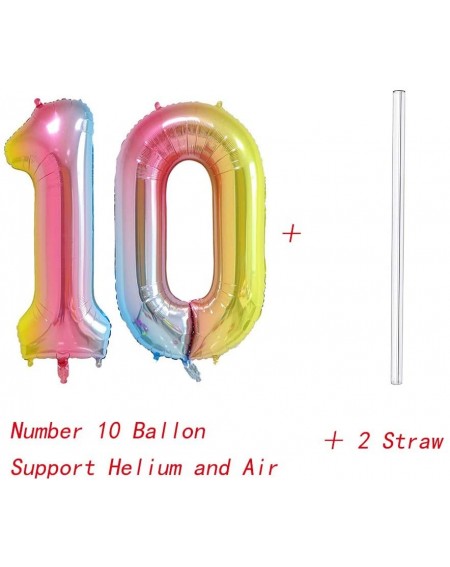 Balloons Number 10 Balloons- Rainbow- 40 Inch - Number 10 - C818UO77Z69 $8.30