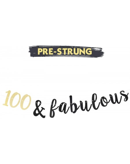 Banners 100 & Fabulous Black and Gold Glitter Bunting Banner 100 Years Old Happy 100th Birthday Anniversary Party Decorations...