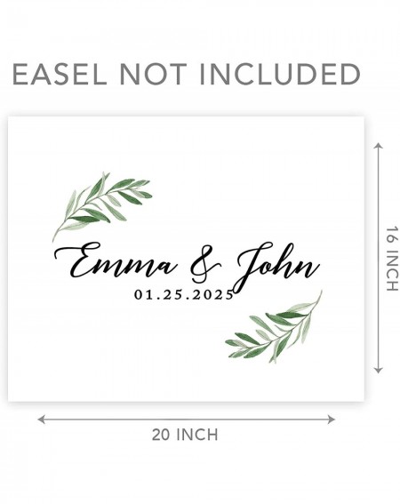 Guestbooks Custom Large Wedding Canvas Guestbook Alternative- 16 x 20 Inches- Eucalyptus Greenery Stems- Horizontal- Personal...