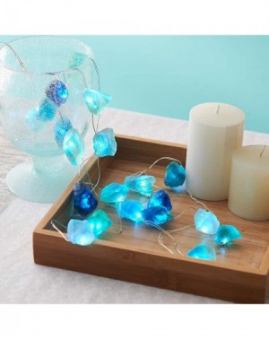 Indoor String Lights Natural Fluorite String Lights 6.5ft 20 LEDs Battery Operated with Remote Control Sea Glass Raw Stones D...