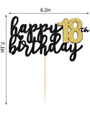 Cake & Cupcake Toppers Happy Birthday Cake Topper Black Font Golden Numbers 18th Birthday Happy Cake Topper digital 18 Paper ...