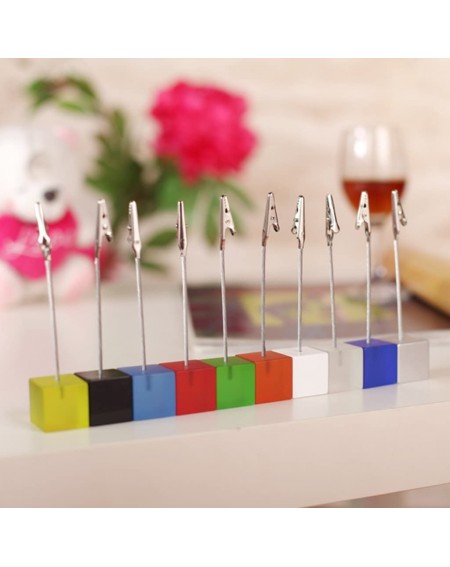 Place Cards & Place Card Holders 10pcs 10 Colors Cube Wire Base Photo Holder Stand Card Note Desk Memo Clip - CW11NP2GAAJ $11.68