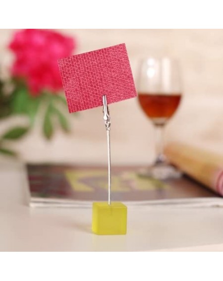 Place Cards & Place Card Holders 10pcs 10 Colors Cube Wire Base Photo Holder Stand Card Note Desk Memo Clip - CW11NP2GAAJ $11.68