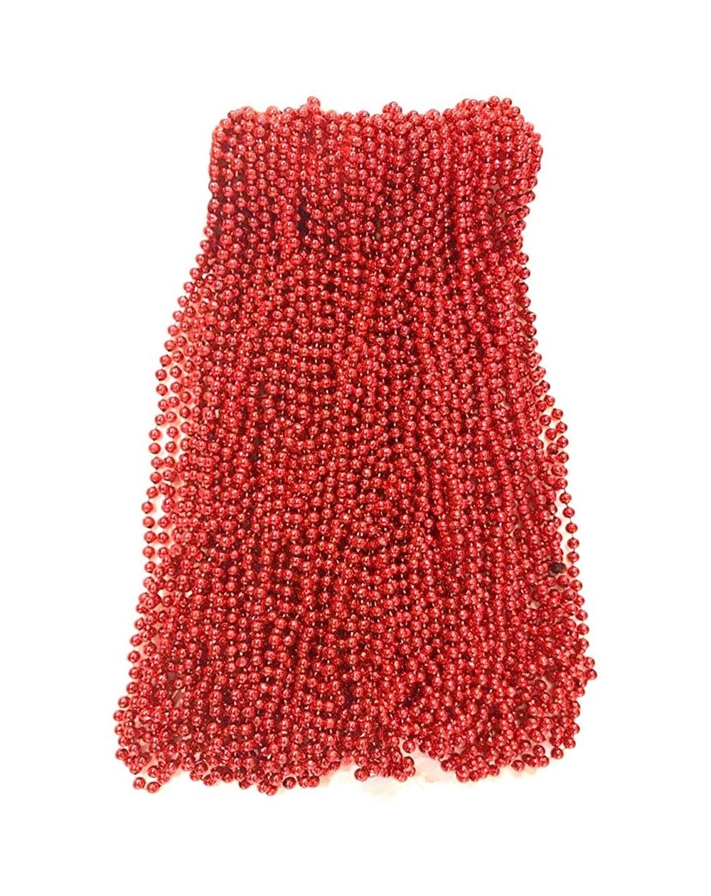Party Favors Red Mardi Gras Beads 33 inch 7mm- 6 Dozen- 72 Necklaces - Red - CK18XGIAWY4 $26.00