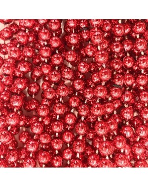 Party Favors Red Mardi Gras Beads 33 inch 7mm- 6 Dozen- 72 Necklaces - Red - CK18XGIAWY4 $26.00