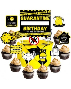 Cake & Cupcake Toppers Quarantine Cake Decorations Quarantine Birthday Cake Topper 24 Cupcake Toppers for Stay Home Party Soc...