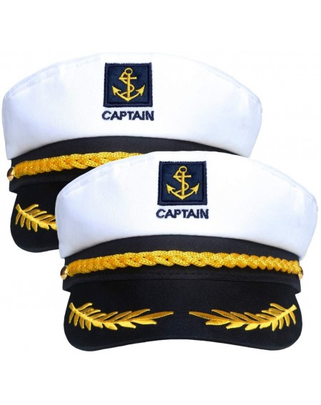 Hats 2 Pieces Navy Marine Admiral Style Hat - Adjustable Ship Sailor Cap Yacht Boat Captain Hat Funny Party Hats for Adult Co...