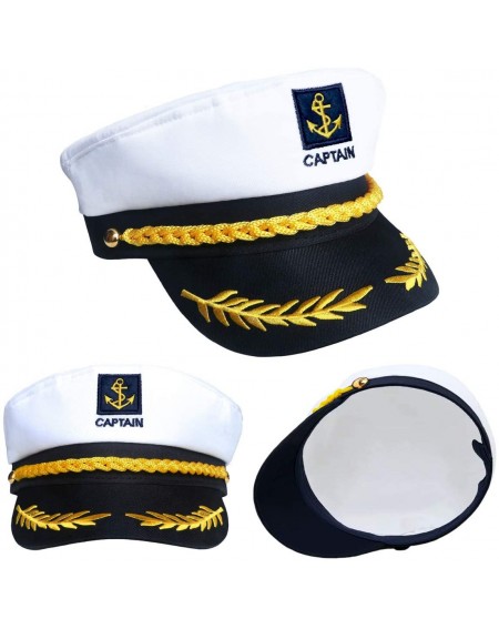 Hats 2 Pieces Navy Marine Admiral Style Hat - Adjustable Ship Sailor Cap Yacht Boat Captain Hat Funny Party Hats for Adult Co...