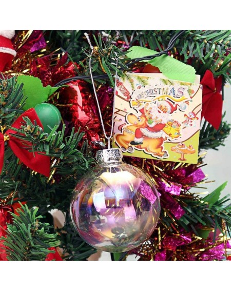 Ornaments 20 Pcs DIY Hanging Clear Plastic Fillable Ornament Balls-With Removable Silver Metal Cap- Each Has A Silver Rope- f...