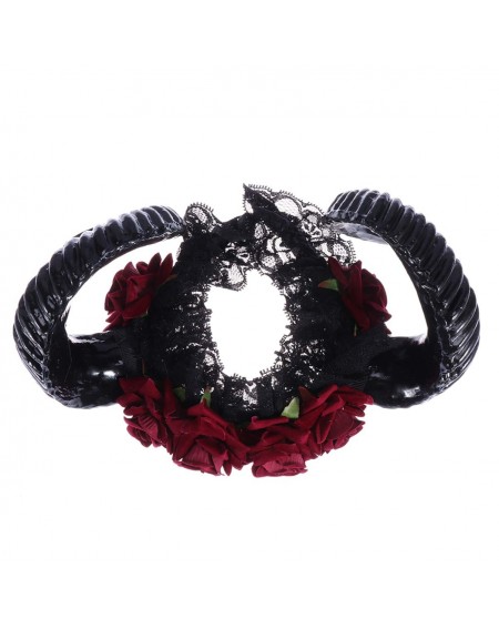 Party Favors Rose Horn Headband Gothic Sheep Horn Lace Headband Devil Cosplay Headpiece Dress up Supplies for Party - CV18X96...