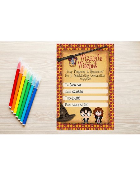 Invitations Harry Potter Invitation Cards - 20 Fill-in Invites for Kids Birthday Bash and Theme Party- 10X15 cm- Postcard Sty...