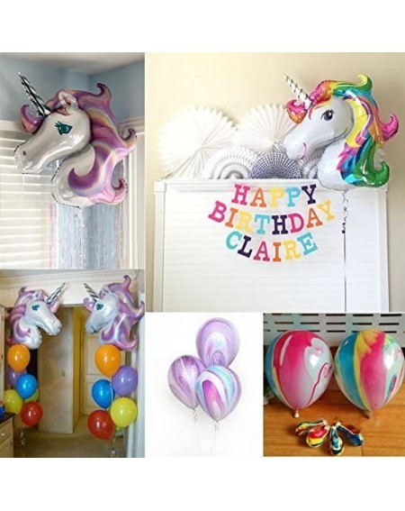 Balloons 34" Colorful Rainbow Unicorn Balloons Birthday Party Supplies Kids Birthday Decorations- Colorful Baby Shower Decora...