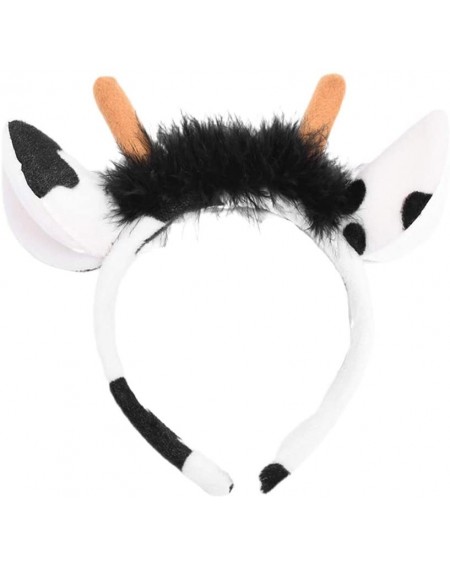 Party Hats Cow Headband Flash LED Cows Headband Halloween Costumes Glowing Party Plush Animal Hair Hoop Performance Hair Band...