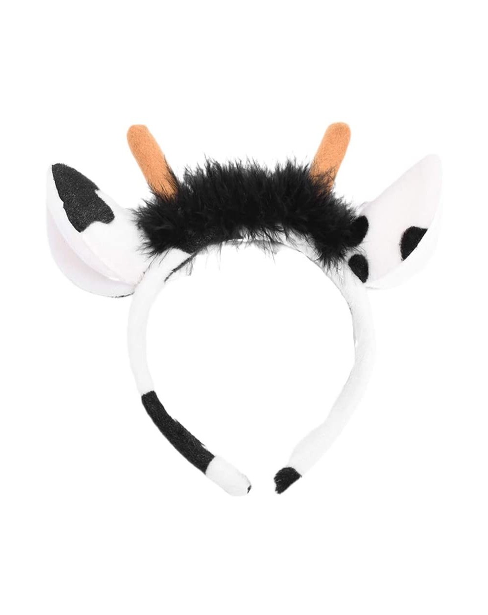 Party Hats Cow Headband Flash LED Cows Headband Halloween Costumes Glowing Party Plush Animal Hair Hoop Performance Hair Band...