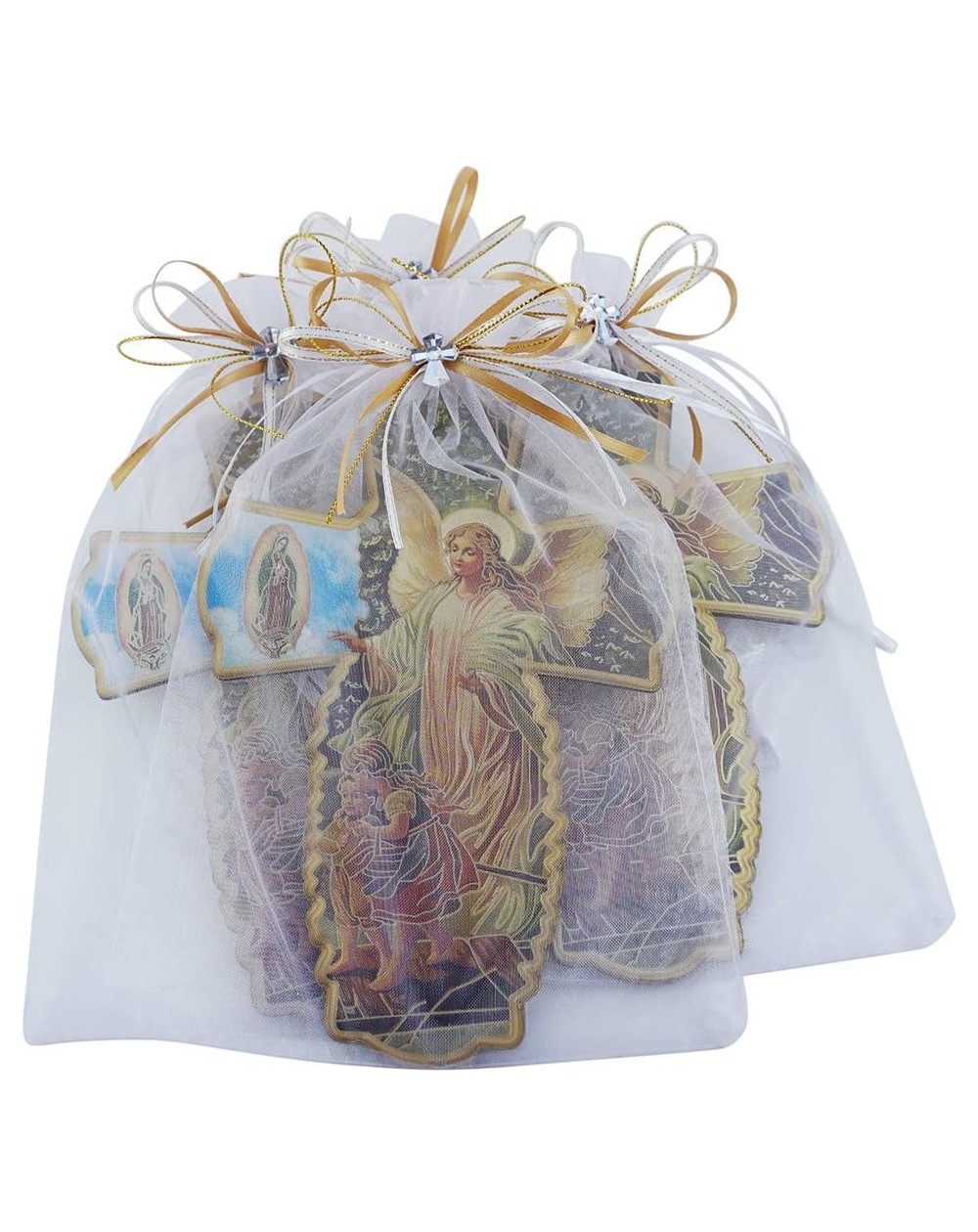 Favors Guardian Angel Wall Cross in Decorated Organza Bag 12PCS Baptism Favor/Christening Favor/First Communion Favor - CC183...