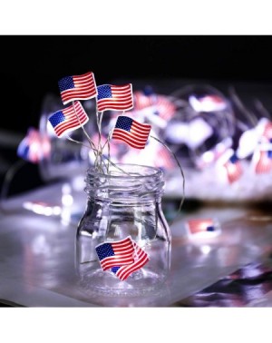 Outdoor String Lights Independence Day Decor-American Flag String Lights-10ft 30 LEDs USA Flag Lights Battery Operated with R...
