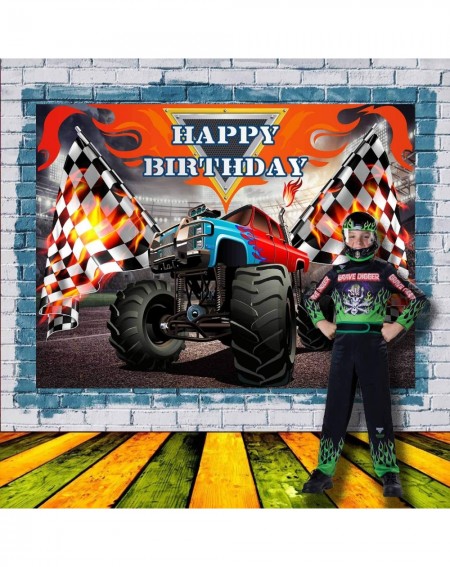 Photobooth Props Monster Truck Backdrop- for Boy Theme- Birthday- Party- Decorations- Background- Photography- Banner- Photo ...