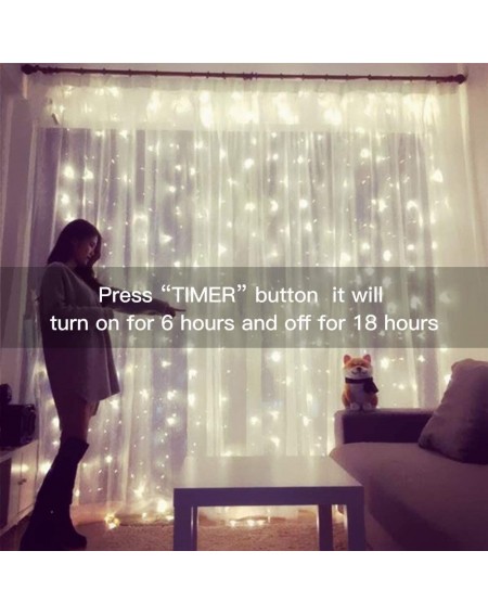 Indoor String Lights Waterproof 300 LED Curtain String Lights- 8 Modes USB Plug in Fairy String Light with Remote Control-Bac...