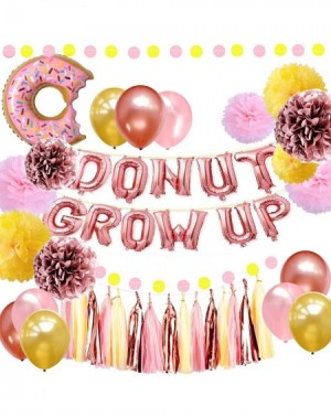 Balloons Donut Party Supplies - Donut Grow Up Balloons Banner Rose Gold- 18 Latex Balloons- Pink Rose Gold Yellow Tissue Pom ...