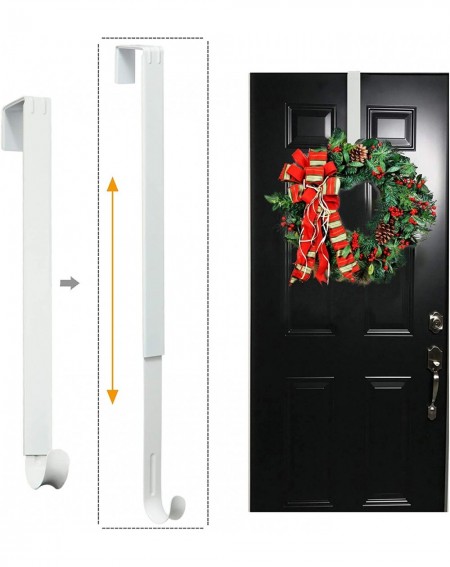 Wreath Hangers Wreath Hanger- Adjustable over the Door Wreath Hanger & Wreath Holder & Wreath Hook for Door (White) - White -...