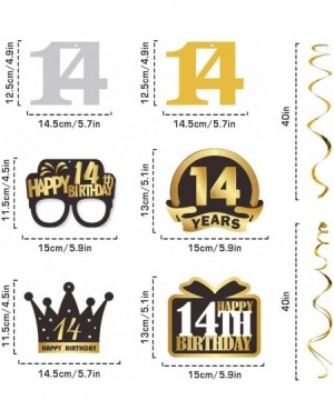 Banners 14 Birthday Decorations Set - Happy 14th Birthday Party Swirls Streamers Crown Glasses Gift Box Sign - Happy Birthday...