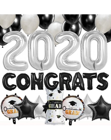 Balloons Graduation Decorations 2020 Black and Silver Congrats Grad Balloons - CR194NZ7NRT $24.34